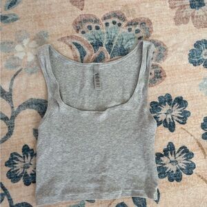 Skims Light Gray Ribbed Tank Top